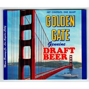 Golden Gate Bridge Draft Beer Label Original Vintage Maier Brewing Los Angeles